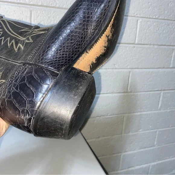 Vintage HONCHOS Made in USA COWBOY Western Boots Black Embroidered Men’s 11 D 🖤